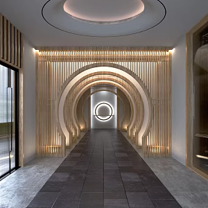 New Chinese Corridor Passed Corridor Entrance Hall Taoist Medical Center 3d model