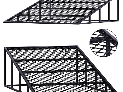 Black Metal Mesh Ramp With Sturdy Frame Double Structure And Detail Design 3d model
