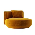 Modern Round Orange Velvet Single Sofa With Soft Decorative Pillow 3d model