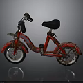 Red Vintage Bicycle With Old Rusty Frame Black Seat And White Rim Wheels