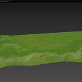 Scenic Mountainous Landscape Model With Green Grass And White Rocky Areas