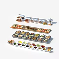 Assorted Foods Buffet Spread With Transparent Containers Grilled Skewers Sliced Bread Salads And Sauces