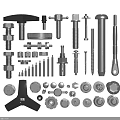 Various Types of Hardware Tools Including Bolts Nuts Screws Washers and Wrenches