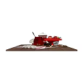 Stylish Kitchen Utensils with Red Cooking Pot Sharp Knives and Cutting Board on Wooden Tray
