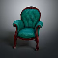 Teal Upholstered Chair with Wooden Legs Arms and Elegant Classic Design