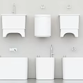 Modern White Bathroom Fixtures With Wall Mounted Toilets And Square Wash Basins