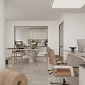 Modern Office Corridor Interior With White Walls Marble Flooring And Green Plants