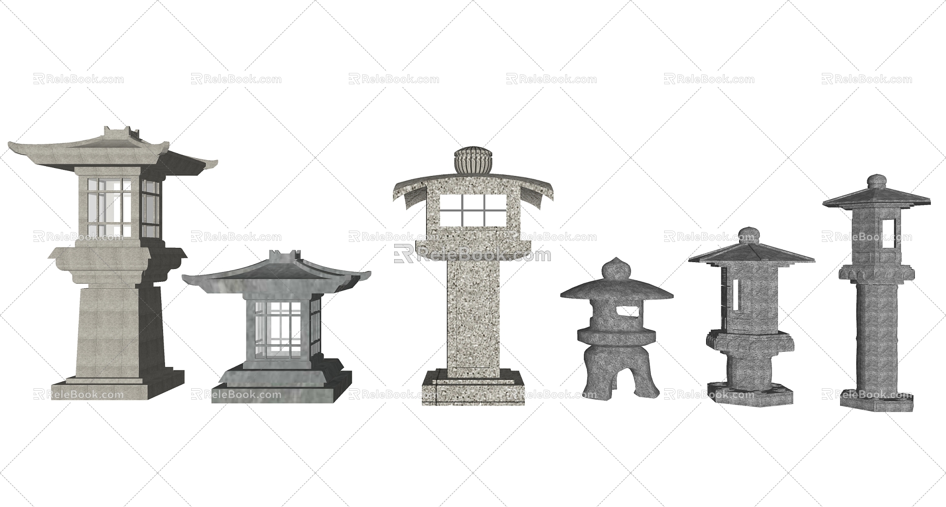 Chinese lawn lamp garden lamp stone lamp 3d model