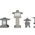 Chinese lawn lamp garden lamp stone lamp 3d model