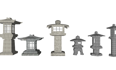 Chinese lawn lamp garden lamp stone lamp 3d model