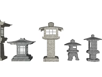 Chinese lawn lamp garden lamp stone lamp 3d model
