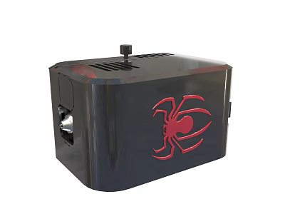 Black Electronic Device With Red Spider Design And Control Knob 3d model