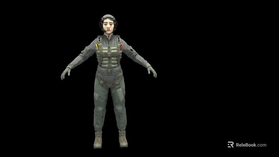 Military Tactical Gear With Combat Uniform Helmet And Protective Vest 3d model 