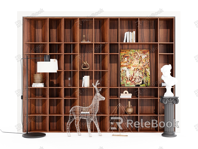 Solid Wood Open-grid Bookcase model