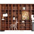 Solid Wood Open-grid Bookcase 3d model
