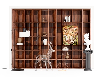 Solid Wood Open-grid Bookcase 3d model