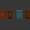 Colorful Wooden Bedside Tables with Drawers and Carved Legs in Various Tones