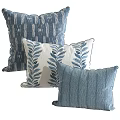Blue and White Decorative Throw Pillows with Leaf Patterns Geometric Designs and Striped Accents