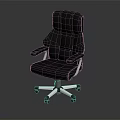 Black Leather Office Chair With High Backrest Padded Panel Design And Silver Five Star Casters