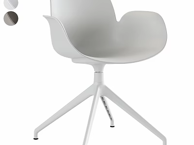 Modern White Table and Chair Set With Curved Backrest and Metal Five Claw Base 3d model
