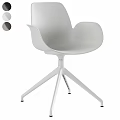 Modern White Table and Chair Set With Curved Backrest and Metal Five Claw Base