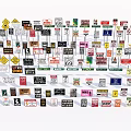 Various Traffic Signs Collection With Different Colors Shapes And Road Safety Symbols