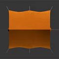 Bright Orange and Yellow Camping Tent with Support Poles on Black Background