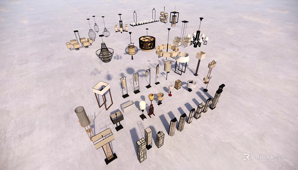 Diverse Creative Lighting Combination With Chandeliers Table Lamps Floor Lamps And Wall Sconces 3d model 