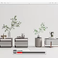 Modern Stylish Bedside Tables With Potted Plants Decorative Figurines And Storage Drawers