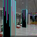 Colorful Amusement Arcade With Claw Game Machines Bright Lighting And Checkered Floor Tiles