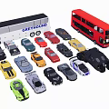 Assorted Toy Car Models Including Buses Sedans and Various Colors 3d model
