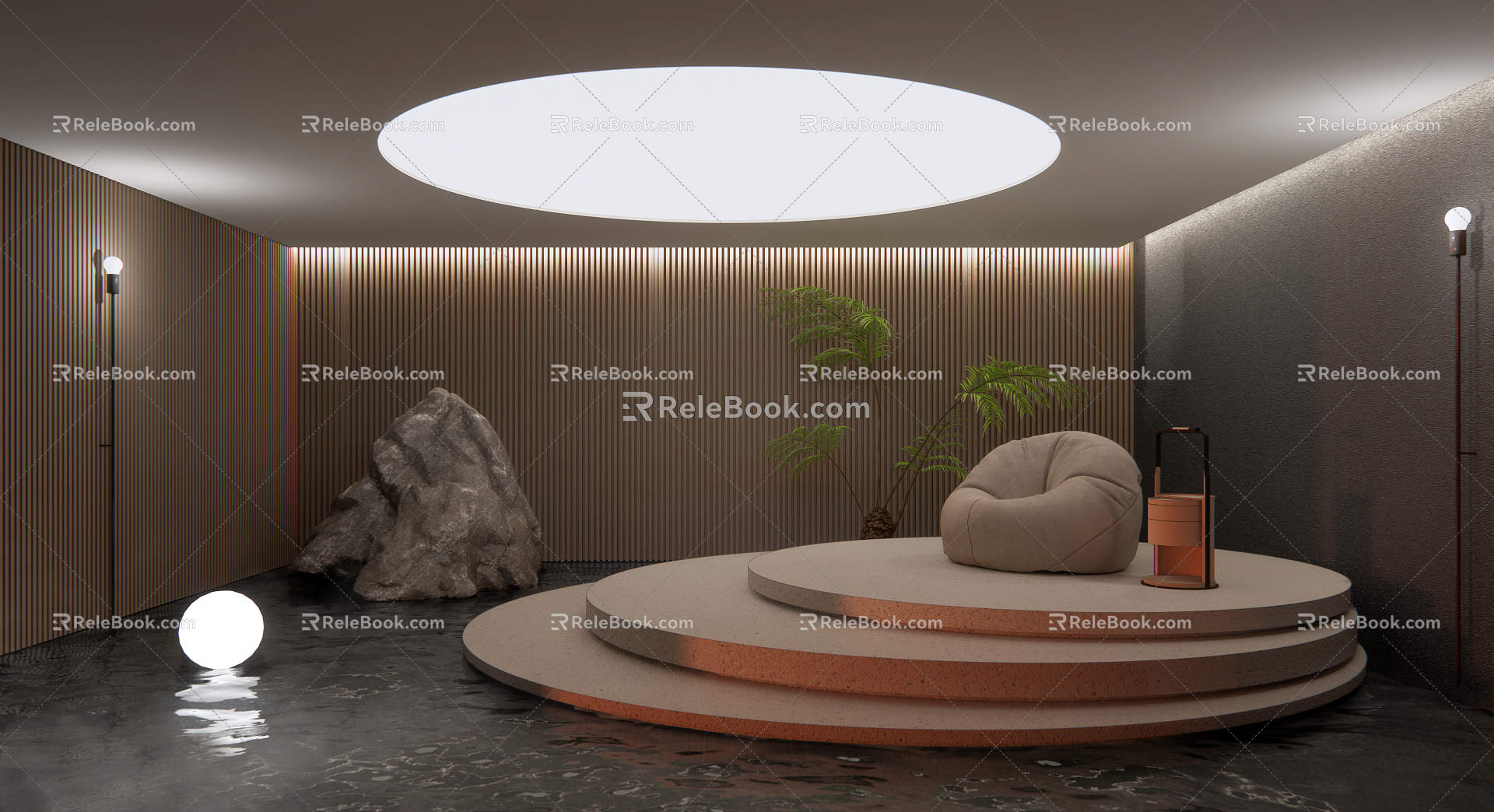 Modern Garden Landscape Hotel Indoor Landscape Area 3d model