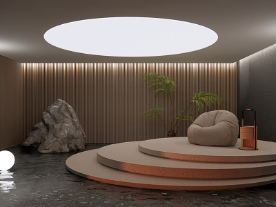 Modern Garden Landscape Hotel Indoor Landscape Area 3d model