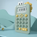 Cute Cartoon Art Installation Featuring Calculator With Eyes Teeth Wavy Hills Sun And Small Tree