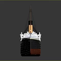Classic Cruise Ship Model with White Hull Black Smokestacks and Red Accents