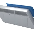 Risen Modern Reception Desk Design With Sleek Blue Panel And Silver Geometric Accents 3d model
