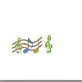 Colorful Music Symbols With Treble Clef And Multiple Notes Design Elements 3d model