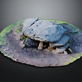 Ancient Stone And Wooden Megalithic Structure With Circular Grass And Dirt Ground 3d model