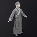 Man In Traditional Chinese Gray Robe And Hat With Arms Outstretched