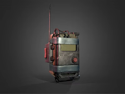 Military Tactical Weapon Device with Metal Casing Antenna Display Screen and Red Button 3d model