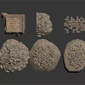 Wood and Stone Natural Textured Pieces With Various Shaped Blocks And Decorative Elements