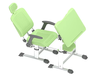 Green Perforated Leisure Chair With Adjustable Backrest Black Armrests And Silver Metal Frame 3d model