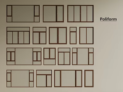 Poliform Casement Windows Showcasing Various Design Configurations and Different Style Options 3d model
