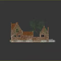 Traditional Architecture Model Featuring Red Tiled Roofs Brick Walls Enclosed Courtyard And Green Grass