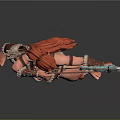 Woman with red hair in tribal warrior outfit holding bow and arrow ready to shoot