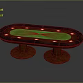 Oval Game Table With Green Felt Surface Wooden Legs And Yellow Dots