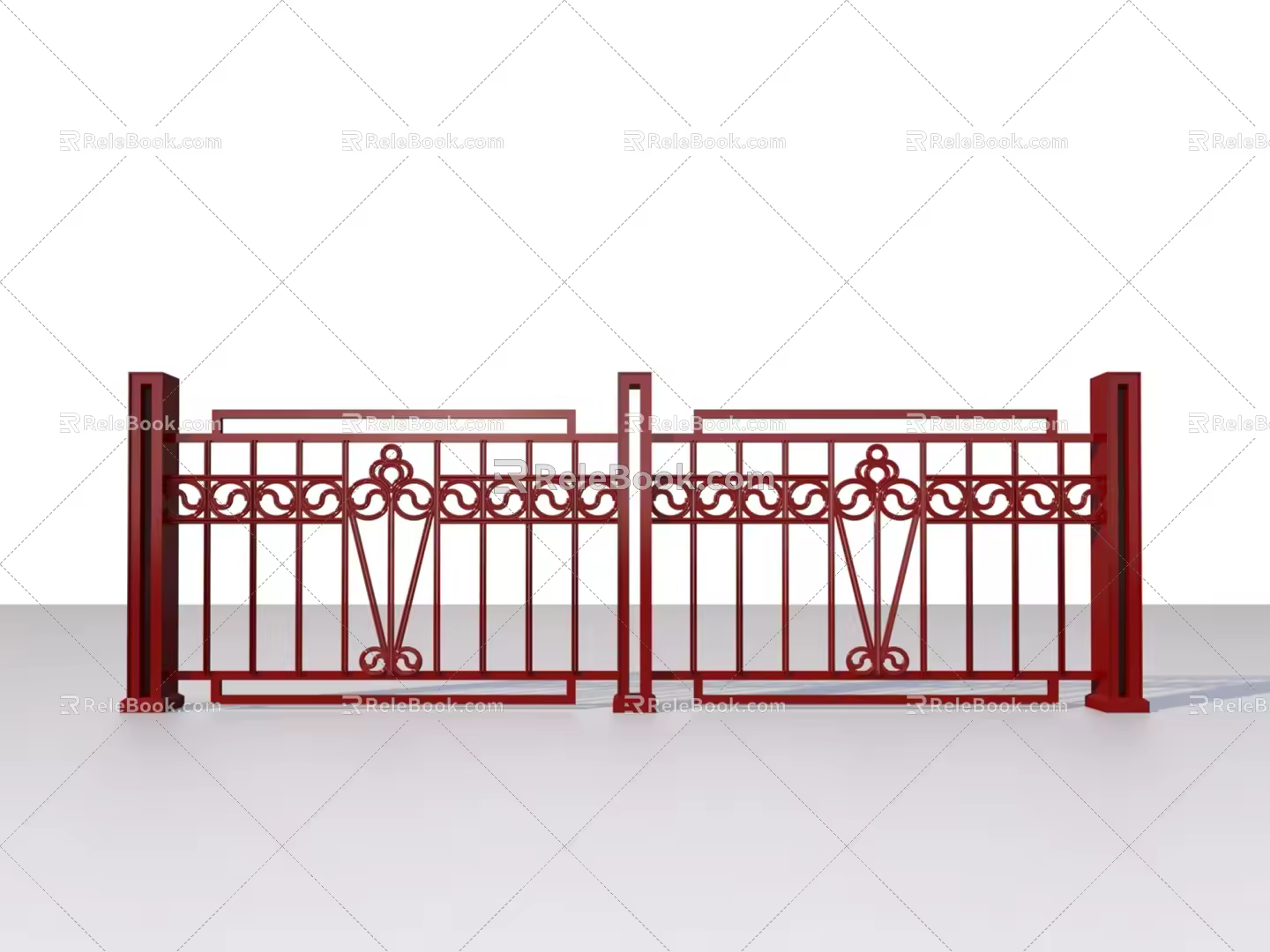 Guardrail railing fence wrought iron railing 3D model 3d model