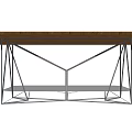 Modern Wooden Dining Table With Geometric Metal Legs For Interior Design