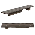Solid Wooden Bench With Natural Wood Grain And Modern Simple Design 3d model