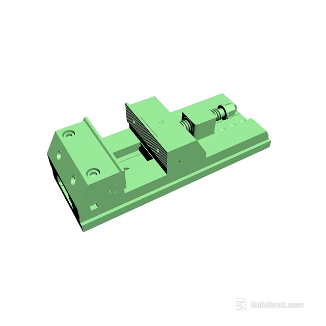 Green Mechanical Fixture With Adjustable Clamp Base Platform And Screw Mechanism 3d model 